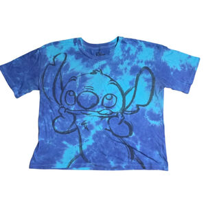 Disney Stitch Tie Dye Shirt Small Blue Graphic